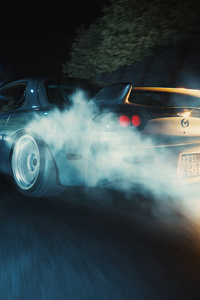 Mazda Rx7 Drifting Night 4k (640x1136) Resolution Wallpaper