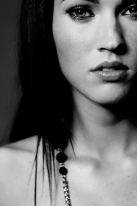Megan Fox Monochrome (1440x2560) Resolution Wallpaper