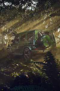 Mercedes G Wagon Forest 5k (1080x2160) Resolution Wallpaper