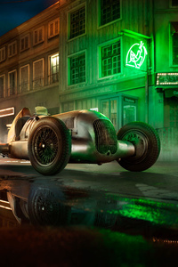 Mercedes W25 In French Old Town (240x400) Resolution Wallpaper