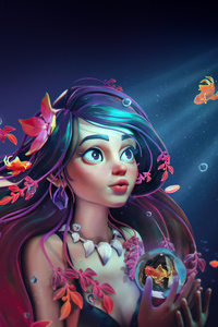 Mermaid Queen Of The Fishes (320x568) Resolution Wallpaper