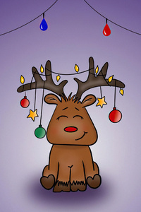 480x800 Merry Christmas Reindeer Minimal