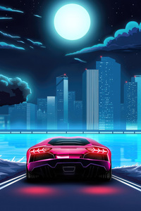 Miami Midnight Dreams Lamborghini Radiance In The Night (240x320) Resolution Wallpaper