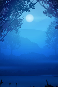 Midnight Blue Forest Reverie (1080x2400) Resolution Wallpaper