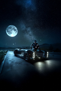 Midnight Escape Stars Above Wheels Below (1125x2436) Resolution Wallpaper