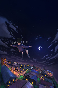 Midnight Melody Flying Through Night Music (540x960) Resolution Wallpaper