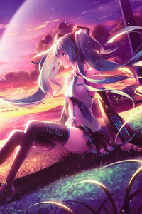 Miku Anime Girl Dreamy Fantasy Colorful Artwork (240x400) Resolution Wallpaper