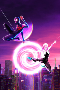 640x1136 Miles And Gwen In Spiderman Across The Spider Verse 2023