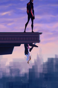 Miles And Gwen Upside Down Love Story (750x1334) Resolution Wallpaper
