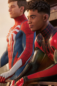 Miles And Peter In Marvels Spider Man 2 (1280x2120) Resolution Wallpaper