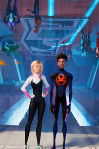 Miles Morales And Gwen Stacy In Spider Man Across The Spider Verse (750x1334) Resolution Wallpaper
