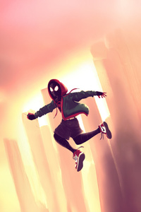 Miles Morales In Full Swing (320x480) Resolution Wallpaper