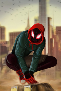 Miles Morales Somewhere (1440x2560) Resolution Wallpaper