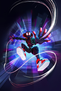 Miles Morales Swings Into View (240x400) Resolution Wallpaper
