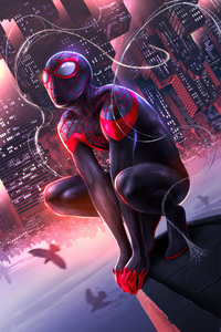 Miles Morales The Ultimate Destiny Of Spider Man (480x854) Resolution Wallpaper