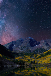 1125x2436 Milky Way On Starry Night Landscape 4k