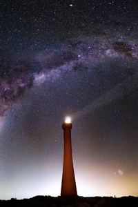 320x568 Milky Way Over Lighthouse 5k