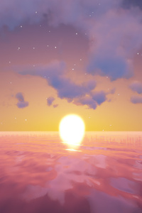 Minecraft Sunset Cgi (640x960) Resolution Wallpaper