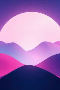 Minimalist Sunrise Purple Mountains And A Glowing White Moon (480x800) Resolution Wallpaper