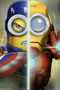 Minion As Iron Man And Captain America