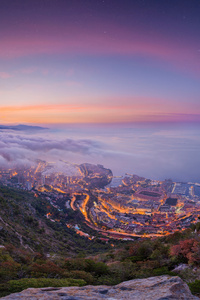 Monaco Fog Summer Sunrise (1080x2160) Resolution Wallpaper