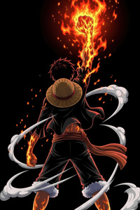 Monkey D Luffy Fire Fist Dark Anime (320x480) Resolution Wallpaper