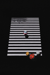 Monochrome Crosswalk And Vibrant Umbrellas (240x320) Resolution Wallpaper