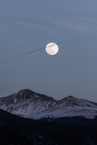 Moon Over Snowy Mountains 5k (480x800) Resolution Wallpaper