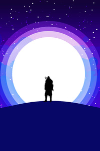 Moon Warrior Purple Sky 5k (480x800) Resolution Wallpaper
