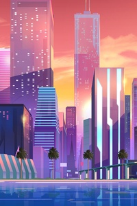 Moonbeam City (1080x2160) Resolution Wallpaper