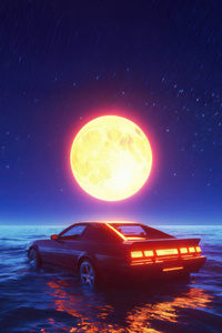 Moonlit Drive By The Ocean (240x320) Resolution Wallpaper