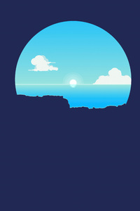 Morning Ocean Scenery Minimalism (1440x2560) Resolution Wallpaper