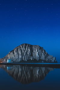 Morro Rock Lake Scenery Night (240x320) Resolution Wallpaper