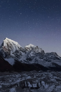 Mount Cholatse And Ngozumpa Glacier Night In Gokyo (320x568) Resolution Wallpaper