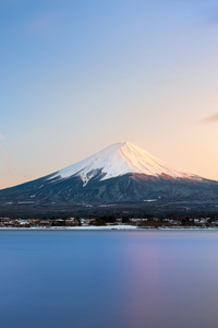 Mount Fuji Across Reflective Waters (640x960) Resolution Wallpaper