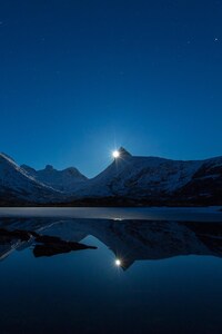 320x568 Mountain Moon Reflection In Water