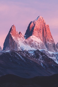 Mountain Range With Pink Sky 5k (1080x2160) Resolution Wallpaper