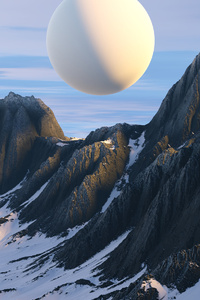 640x960 Mountains 3d Planet Illustration