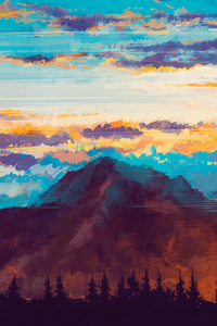 Mountains Landscape Nature Digital Art (320x568) Resolution Wallpaper