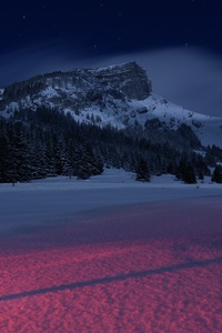 Mountains Landscape Night Snow 5k (1280x2120) Resolution Wallpaper