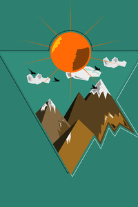 Mountains Sunset Minimal Triangle 4k (1080x1920) Resolution Wallpaper