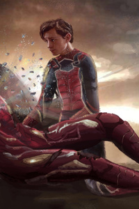 Mr Stark Spiderman Avengers Endgame (2160x3840) Resolution Wallpaper