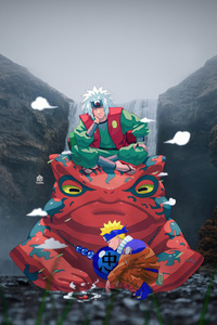 Naruto Jiraiya And The Magic Frog (240x400) Resolution Wallpaper