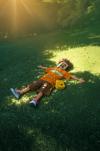 Nature Nap Relaxing Anime Boy (1440x2560) Resolution Wallpaper
