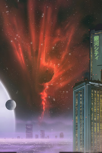 Nebula City Scifi 4k (1125x2436) Resolution Wallpaper