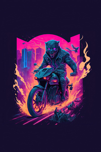 1440x2960 Neon 80s Panther