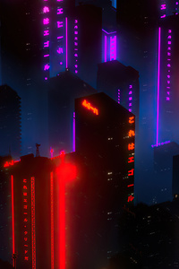 Neon City Buildings 4k