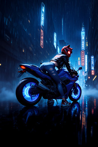 Neon Cyberpunk Bike Girl Raw And Powerful (1280x2120) Resolution Wallpaper