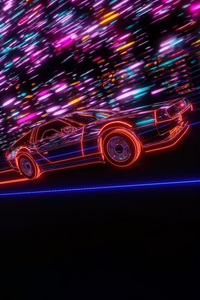 Neon Drive Cars From The Future (2160x3840) Resolution Wallpaper