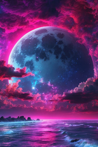 640x1136 Neon Glow Under Midnight Moon